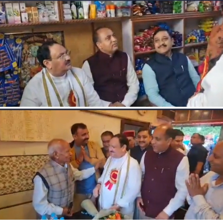 पुराने दिनो की यादे     भाजपा के राष्ट्रीय अध्यक्ष जेपी नड्डा पहुंचे नाथू राम की दुकान पर