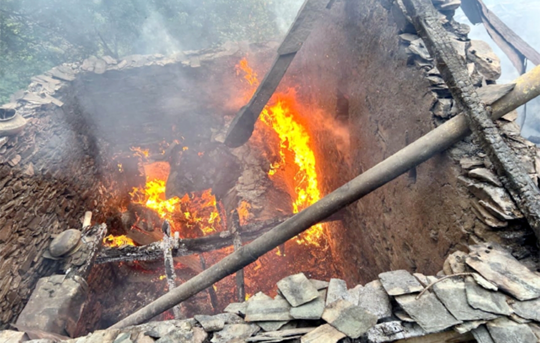 Himachal: नैनीखड्ड के सेल गांव में आग का ताडंव, 2 गऊशालाएं जलकर राख