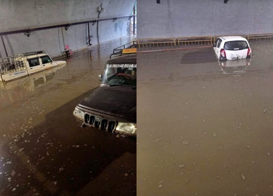 रैंश नाले का रौद्र रूप…टनल में घुसा पानी और डूबती गाड़ियां…ये कोई नहर नहीं, चंडीगढ़ मनाली नेशनल हाईवे है!