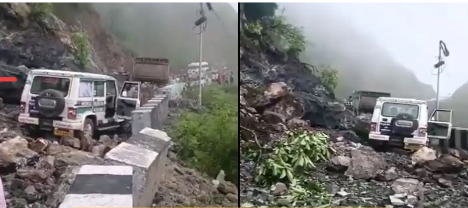 सिरमौर: NH से गुजर रहे वाहनों पर अचानक दरका पहाड़, दो गाड़ियां चपेट में आईं….